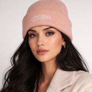 Jean Paul Gaultier Logo Beanie Blush Pink Knit Hat Toque